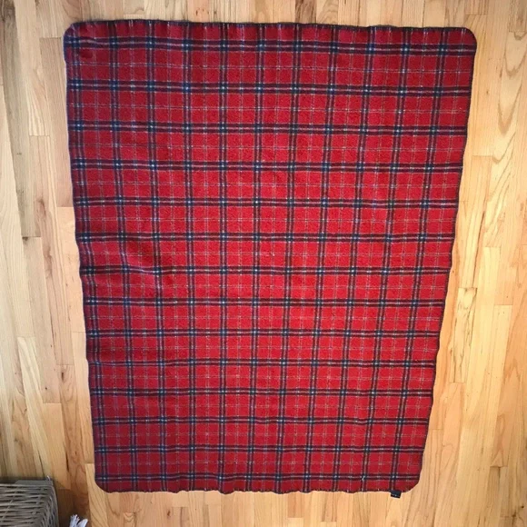 FESTIVAL 🔥 VINTAGE RALPH LAUREN 100% WOOL PLAID THROW BLANKET - Picture 4 of 8